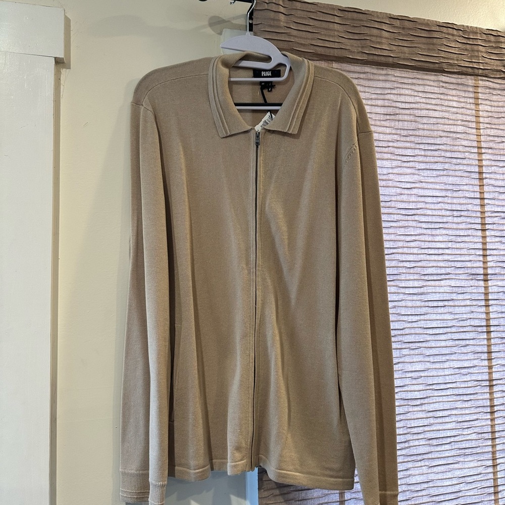 Paige Tan Zip Up Sweater Large